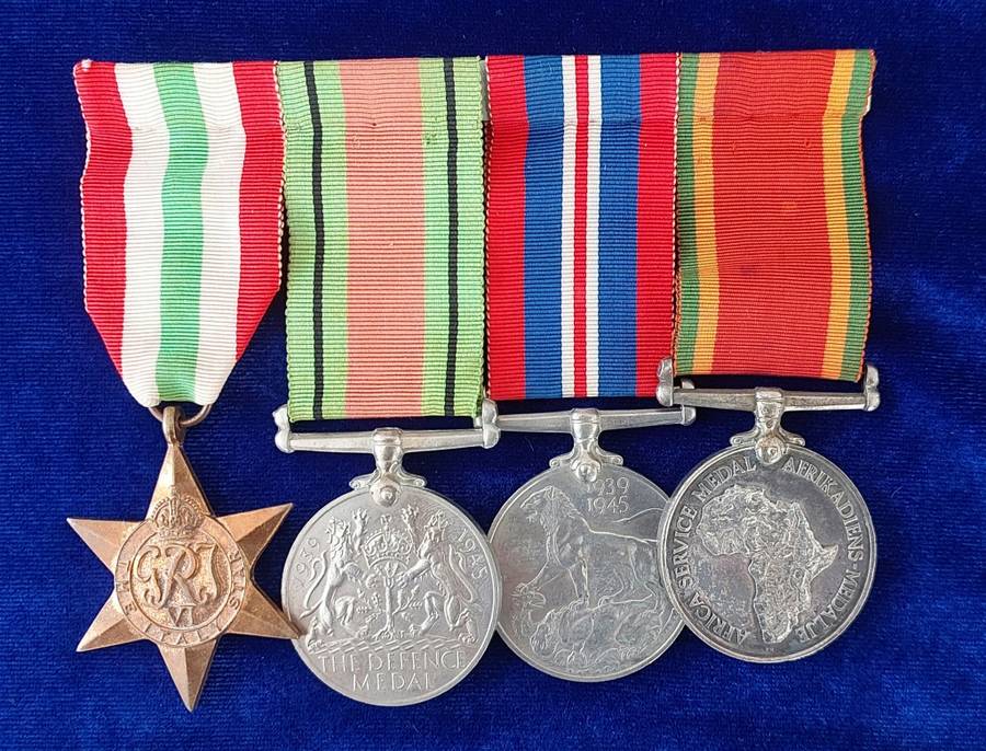 - WW2 Group of 4 x Medals Awarded to M.J Grobler -