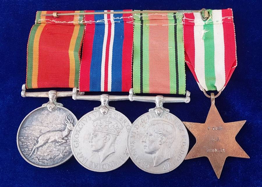 - WW2 Group of 4 x Medals Awarded to M.J Grobler -