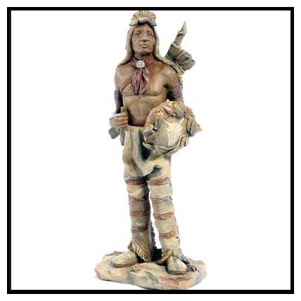 NATIVE AMERICAN STATUE WITH DRUM