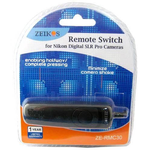 Zeikos ZE-RMC30 Remote Switch for Nikon D100, D200, D300, D3 and D700