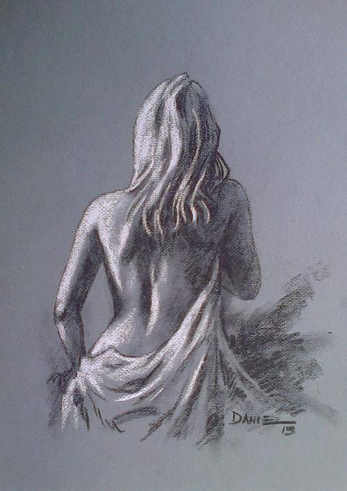 Charcoal Semi Nude, by Danie Cronje, unframed