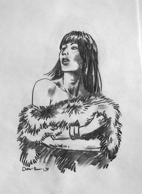 "Jenny", original charcoal drawing by Danie Cronje, unframed