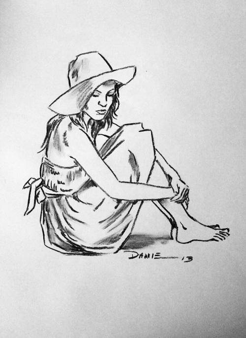 "Thoughts", charcoal artwork by Danie Cronje, unframed