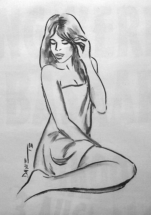 Clicks, charcoal drawing by Danie Cronje, unframed