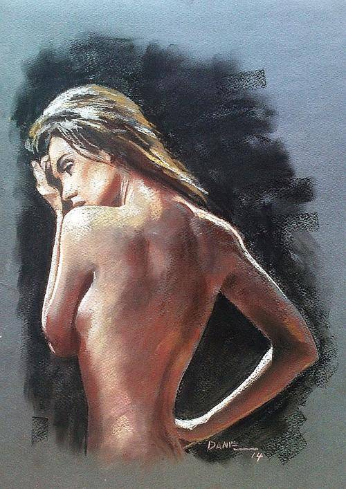 Tender Nude, pastel artwork by Danie Cronje, unframed