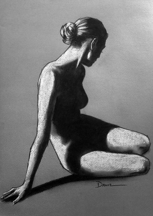 Nude 18, pastel artwork by Danie Cronje, unframed.