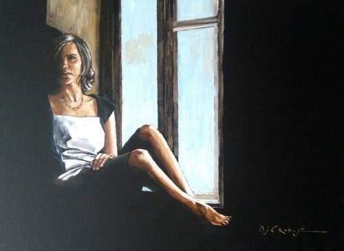 Private Times, oil painting by Danie Cronje, blocked canvas, ready to hang