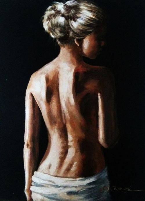 Nude 32, oil painting by Danie Cronje, blocked canvas, ready to hang