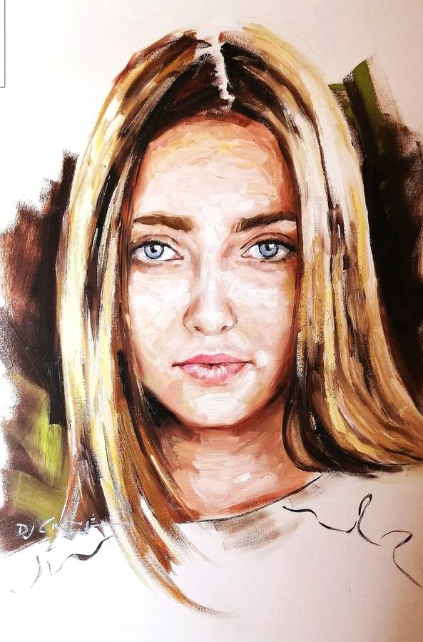 Portrait Study, oil painting by Danie Cronje on canvas linen, unframed