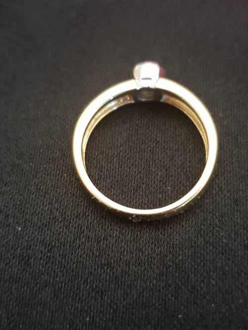 18ct yellow and white gold tube set  solitaire 0.34 carat diamond ring