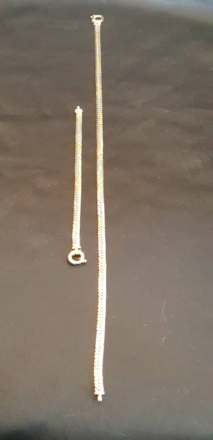 9ct Genuine Yellow & White gold Necklace & Bracelet SET (2 tone)