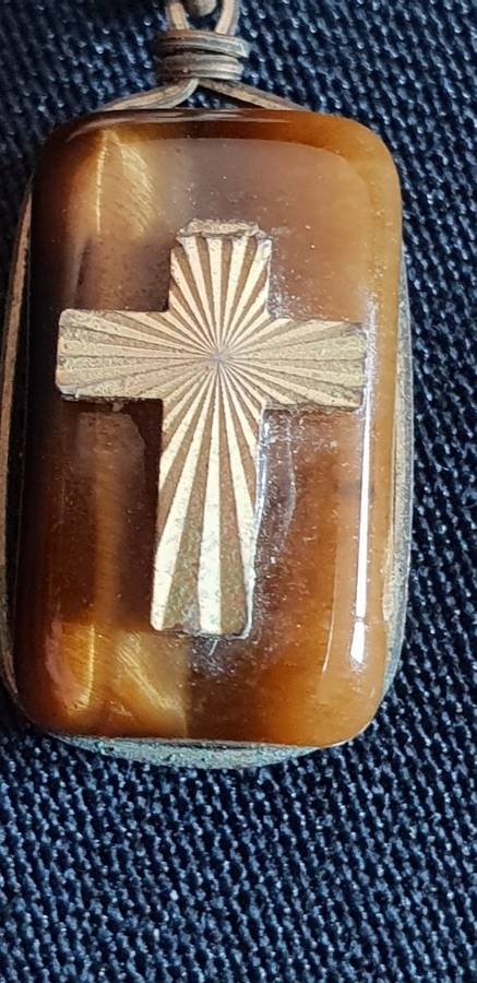 Cross pendant on Tigers eye