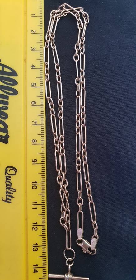 Vintage 9ct gold made in Italy by Unoaerre fob chain with T-Bar