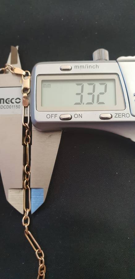 Vintage 9ct gold made in Italy by Unoaerre fob chain with T-Bar