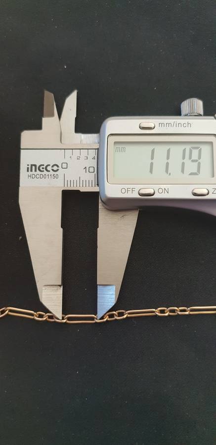 Vintage 9ct gold made in Italy by Unoaerre fob chain with T-Bar