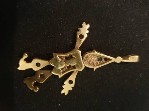 9ct gold clown Vintage with Ruby/Amethyst/Emerald/dark sapphire-moving limbs and head