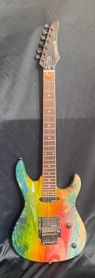 Samick solid body electric guitar-multi coloured marble effect
