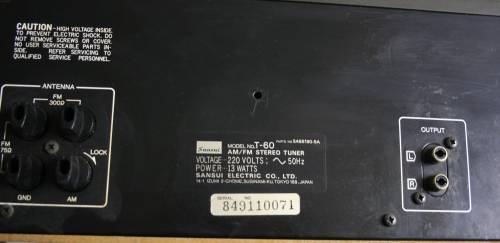 SANSUI T-60 AM/FM STEREO RADIO TUNER COMPONENT - GOOD WORKING CONDITION