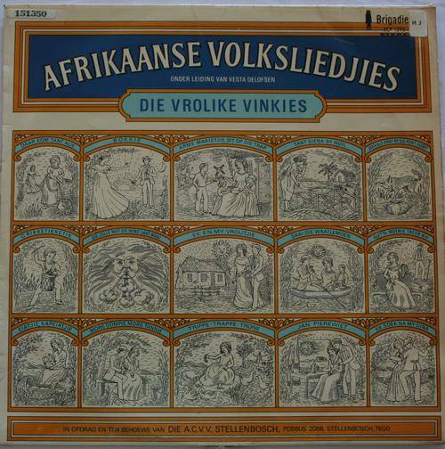 DIE VROLIKE VINKIES -- AFRIKAANSE VOLKSLIEDJIES -- VINTAGE VINYL LP RECORD