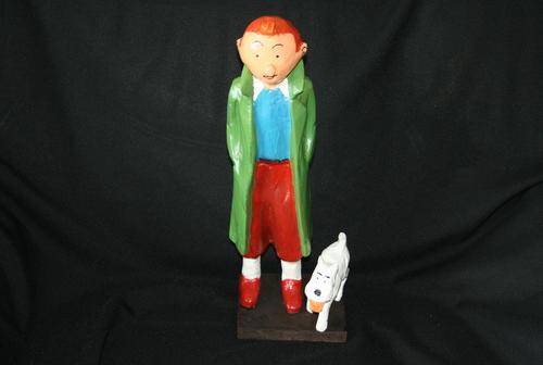 TINTIN & SNOWY -- LARGE HANDCARVED WOODEN FIGURES -- RARE AND BEAUTIFUL