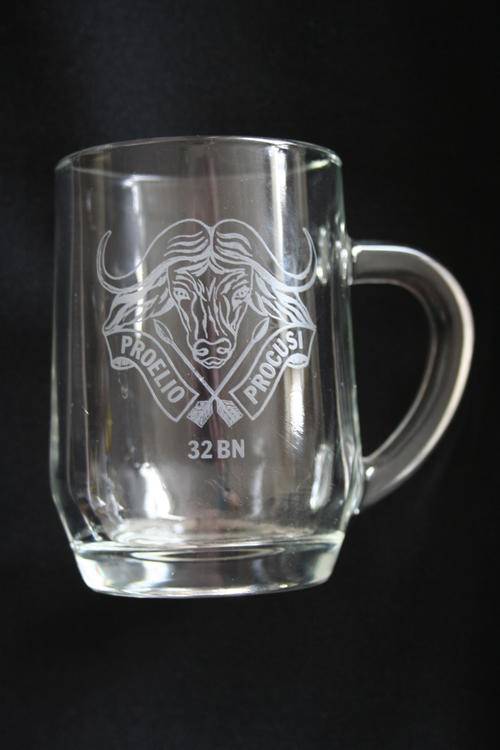 SADF -- 32 Bn -- GLASS BEER MUG -- BUSH WAR ERA