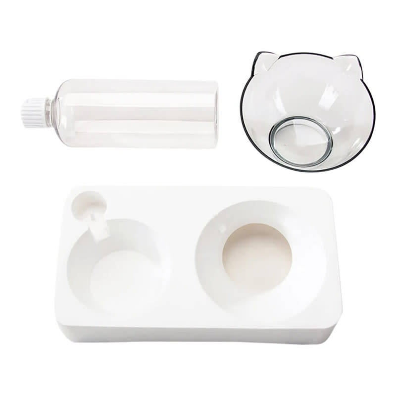 2 in 1 Pet Dog and Cat Food Bowl Automatic Water Dispenser Dual Drinking Bowl Raise Bracket