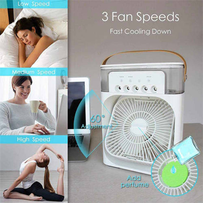 Mini Evaporative Cooler Mist Fan Usb 5 Mist Hole Nozzles 600ml Water Reservoir