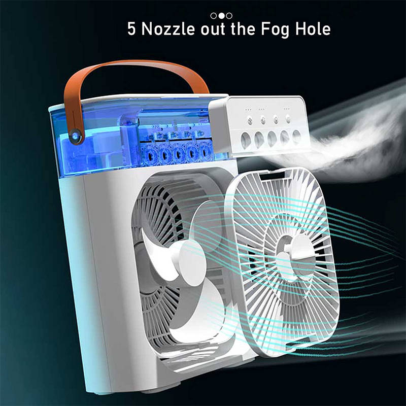 Mini Evaporative Cooler Mist Fan Usb 5 Mist Hole Nozzles 600ml Water Reservoir