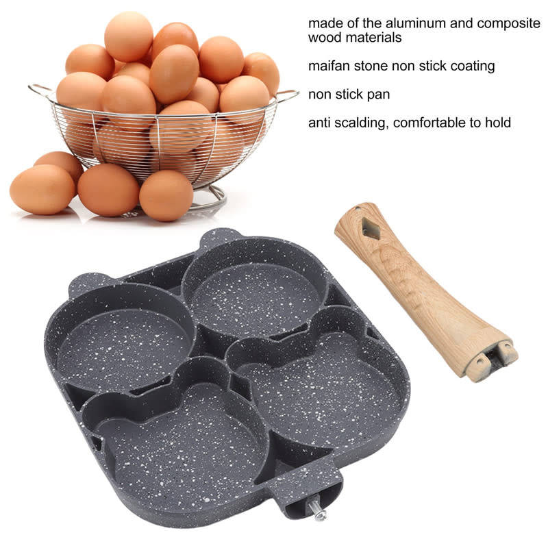 4 Hole Frying Pan to Prevent Sticking and Hot Omelette Pancakes Burgers Kitchen Accessories