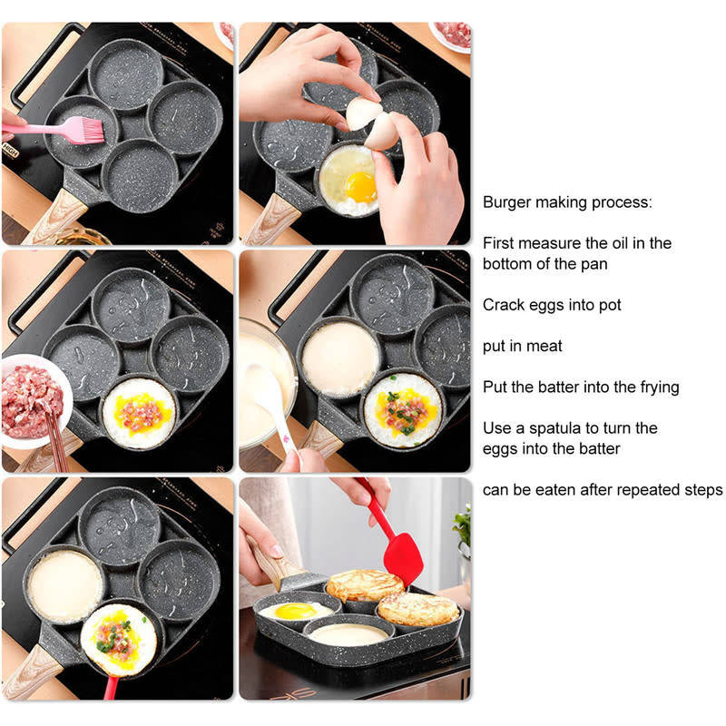 4 Hole Frying Pan to Prevent Sticking and Hot Omelette Pancakes Burgers Kitchen Accessories