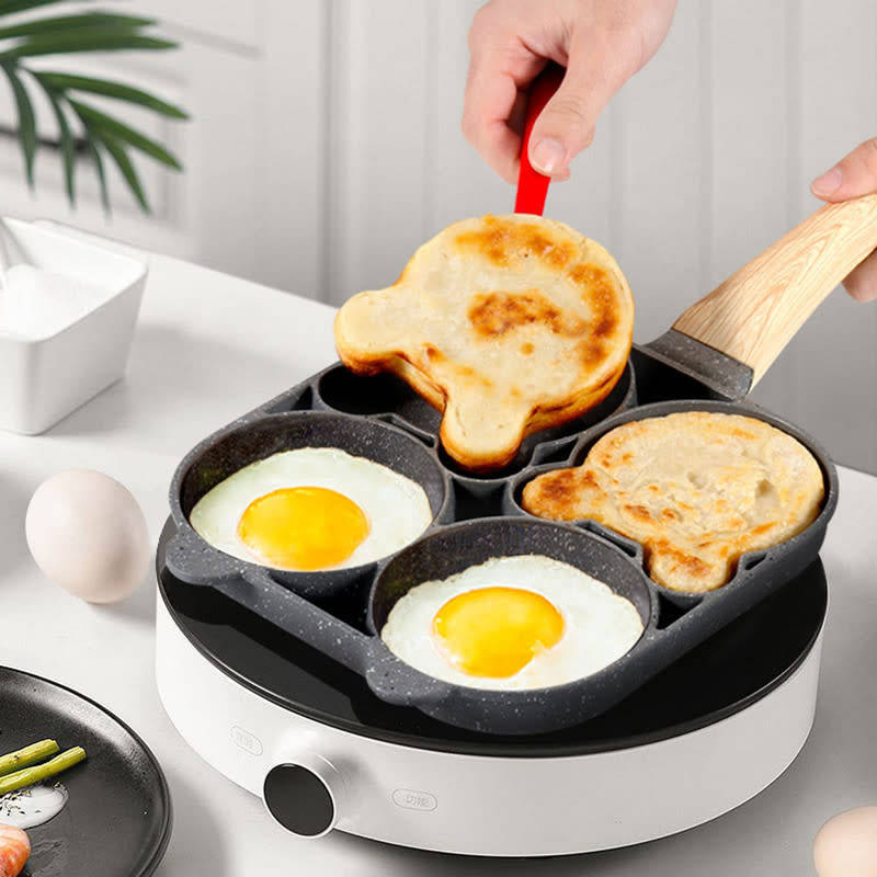 4 Hole Frying Pan to Prevent Sticking and Hot Omelette Pancakes Burgers Kitchen Accessories