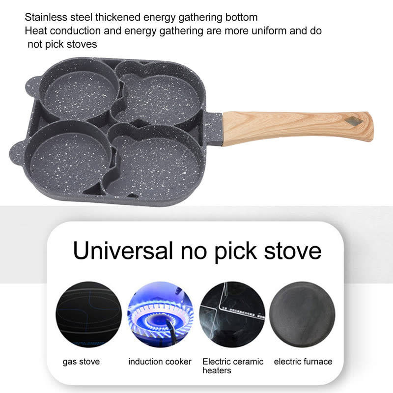 4 Hole Frying Pan to Prevent Sticking and Hot Omelette Pancakes Burgers Kitchen Accessories