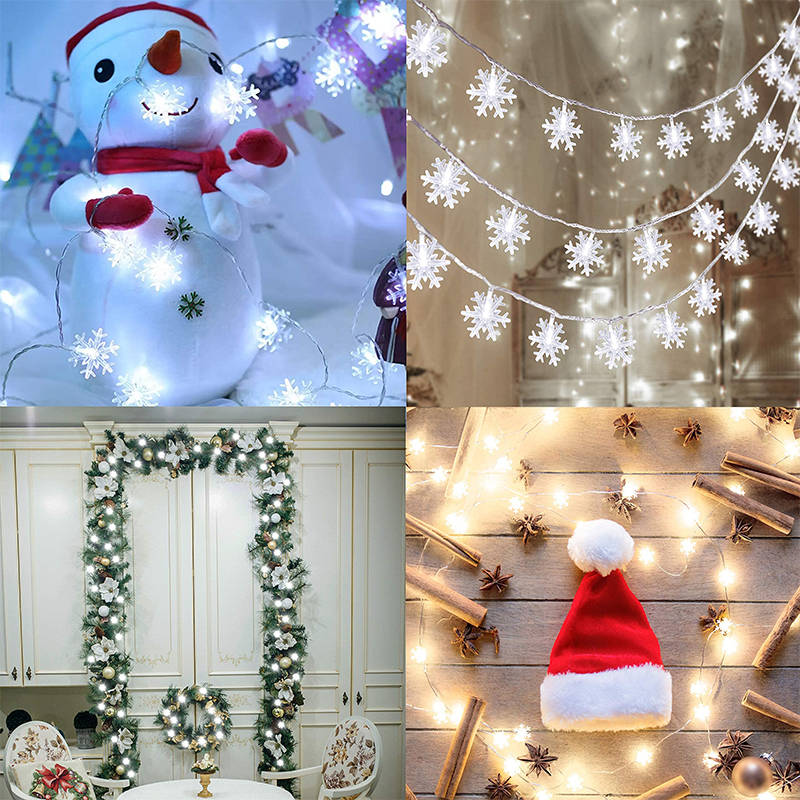 Snowflake String Lights White And Warm White 5M Suitable For Christmas Party Decoration Atmosphere