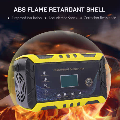 Portable 12V 6A Motorcycle Car Battery Charger Intelligent Automatic Pulse Repair