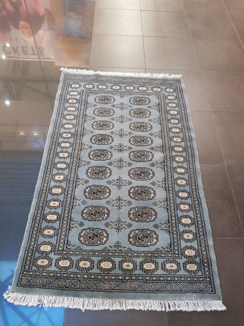 Fantastic Blue Grey BUKHARA PERSIAN CARPET 154 X 95CM