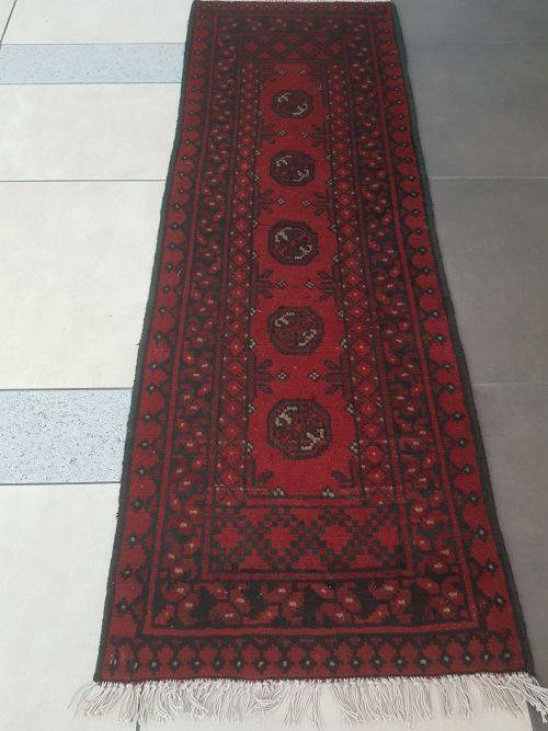Red Afghan Handmade Carpet 150 x 50 cm