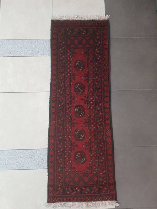 Red Afghan Handmade Carpet 150 x 50 cm