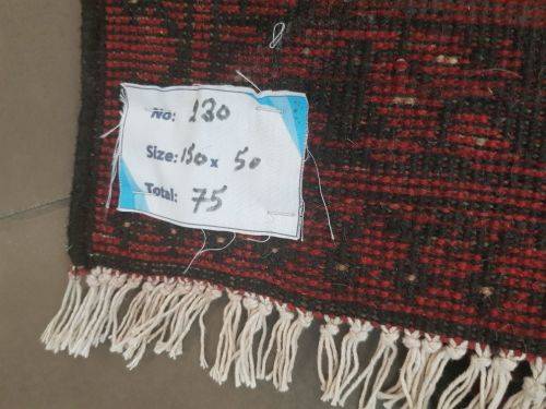 Red Afghan Handmade Carpet 150 x 50 cm