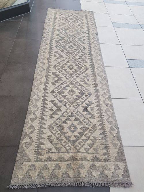 STUNNING NATURAL COLOR PERSIAN HANDMADE QAZNI KILIM 250 X 74 cm