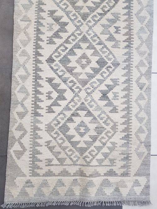 STUNNING NATURAL COLOR PERSIAN HANDMADE QAZNI KILIM 250 X 74 cm