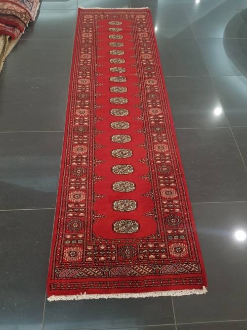 FANTASTIC RED BUKHARA HIGH QUALITY HANDMADE CARPET 287 X 78cm