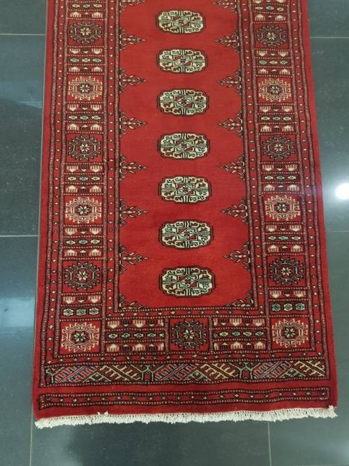FANTASTIC RED BUKHARA HIGH QUALITY HANDMADE CARPET 287 X 78cm