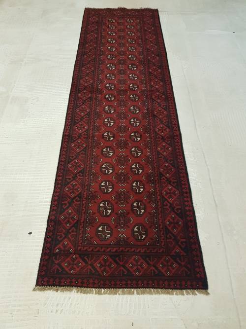 RED AFGHAN RUNNER 300 X 80 cm