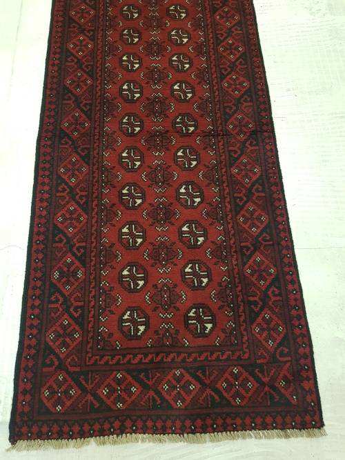RED AFGHAN RUNNER 300 X 80 cm