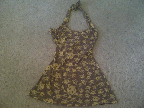 Summer mini halterneck dress skull print