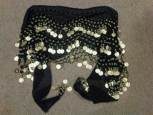 Black belly dancing shimmy belt