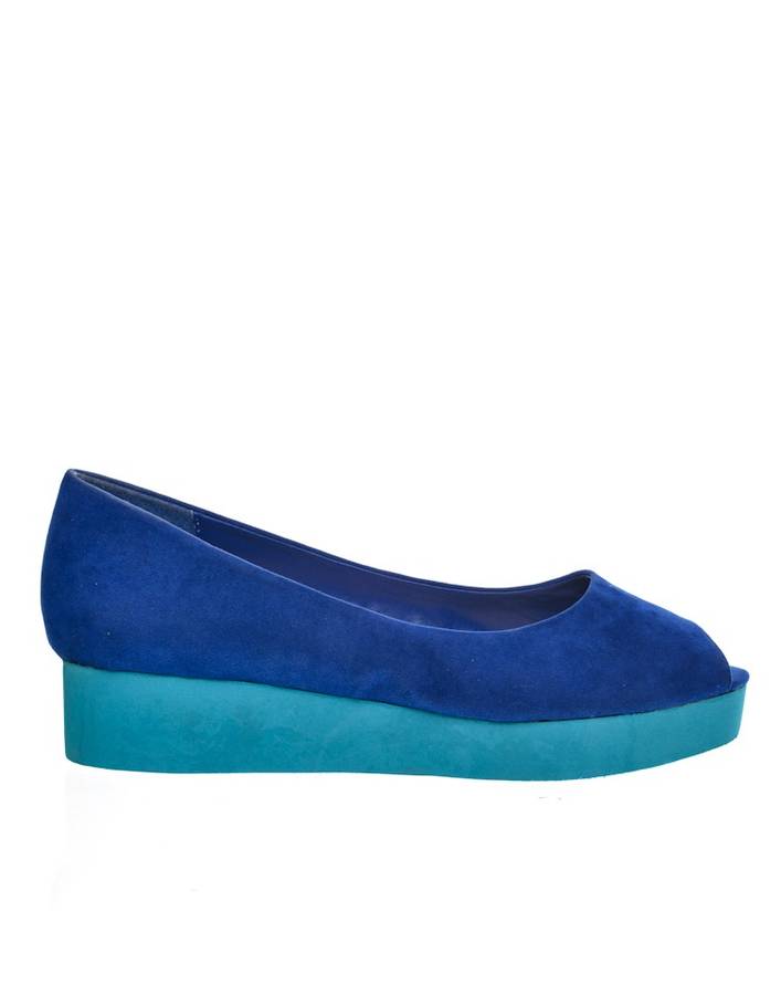 Madison suede colour block blue flatform peeptoe pumps, BRAND NEW