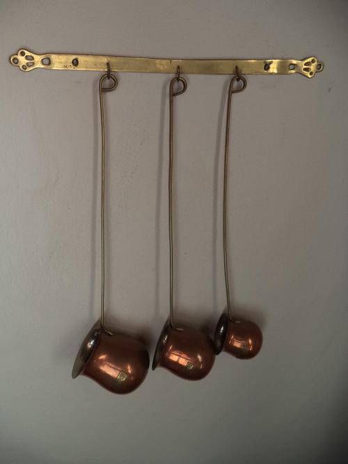 Spirit Ladles in Copper and Brass. Great deco for a kitchen or bar
