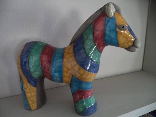 BEAUTIFUL - COLOURFUL ZEBRA - POTTERY ITEM