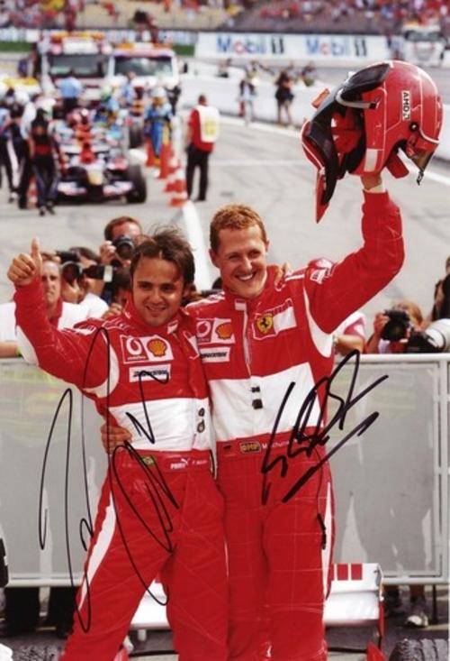SCHUMACHER & MASSA SIGNED IN PERSON PICTURE WITH COA